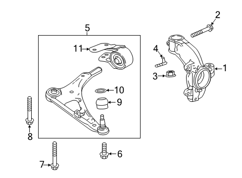 2021 Honda Ridgeline Front Suspension Components, Lower Control Arm, Stabilizer Bar Boot, FR. Ball Dust (Lower) Diagram for 51225-TZ5-A01