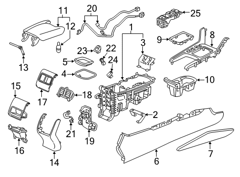 2020 Honda Accord Parking Brake Holder Assembly, Cup (Deep Black) Diagram for 77230-TVA-A21ZA