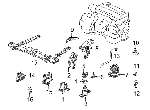 2001 Honda Accord Engine & Trans Mounting Bracket, RR. Engine Mounting Diagram for 50827-S84-013