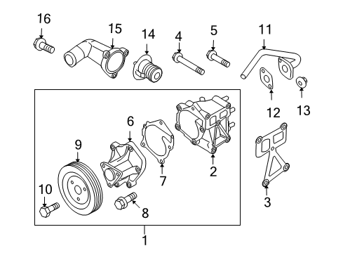 2012 Hyundai Genesis Coupe Water Pump Cover-Water Pump Diagram for 25125-2C400