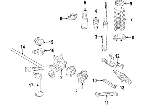 2008 Hyundai Azera Rear Suspension Components, Lower Control Arm, Upper Control Arm, Stabilizer Bar Column & Shaft Assembly-Steering Diagram for 56300-3L450