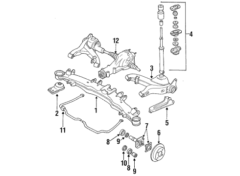 1988 Nissan 300ZX Rear Suspension Components, Axle & Differential, Lower Control Arm, Stabilizer Bar INSULATOR Member Diagram for 55466-01P10