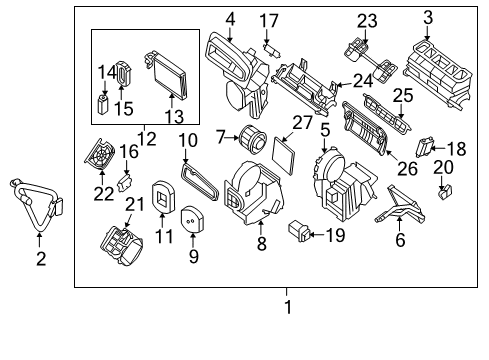 2010 Nissan Sentra A/C Evaporator & Heater Components Motor Assy-Blower Diagram for 27225-ET00A
