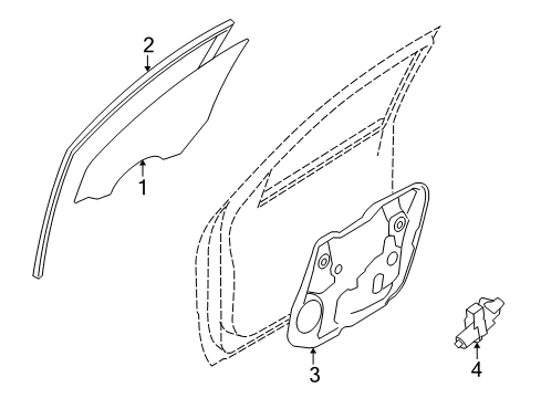 2009 Kia Borrego Front Door Glass-Front Door Window L Diagram for 824112J000