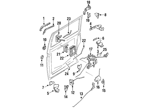 1996 Nissan Quest Side Loading Door - Lock & Hardware Outside Handle Assembly, Right Diagram for 82606-1B003
