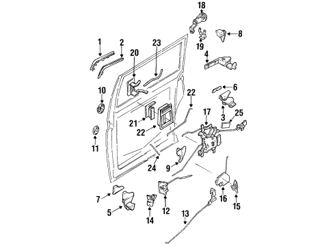 1993 Nissan Quest Side Loading Door - Lock & Hardware Roller-Slide Door, Upper R Diagram for 82400-0B730