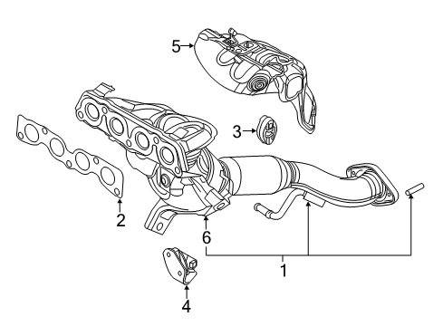 2018 Toyota Yaris iA Exhaust Manifold Manifold With Converter Bracket Diagram for 25591-WB001