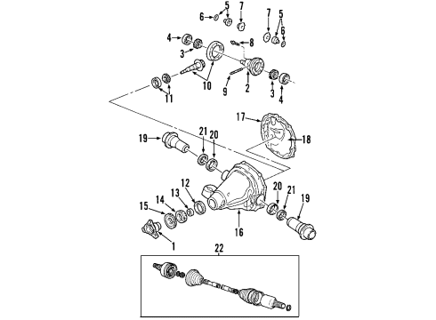 2002 Ford Thunderbird Rear Axle, Axle Shafts & Joints, Differential, Propeller Shaft Axle Shafts Diagram for 1W6Z-4K138-AA
