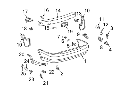 2003 Toyota Echo Rear Bumper Mount Bracket Diagram for 52181-52030