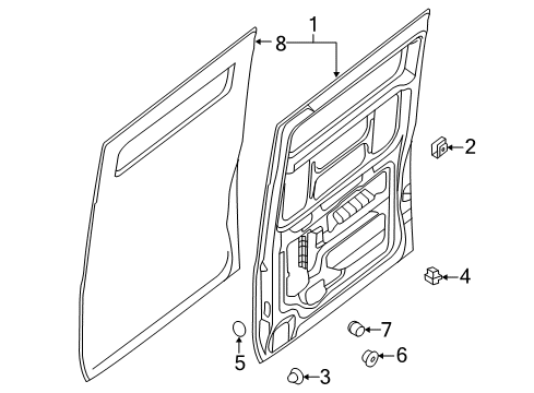 2013 Nissan NV2500 Side Loading Door - Door & Components Cover-Hole Diagram for 80840-1PA1A