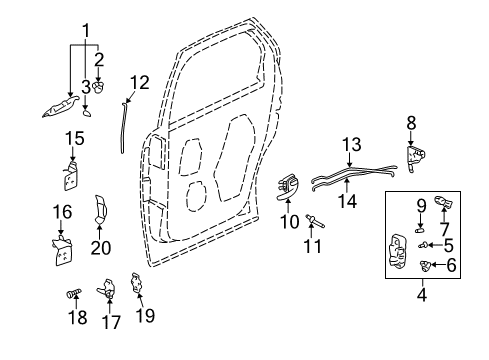 2002 Buick Rendezvous Rear Door - Lock & Hardware Rod-Rear Side Door Locking Diagram for 10421557