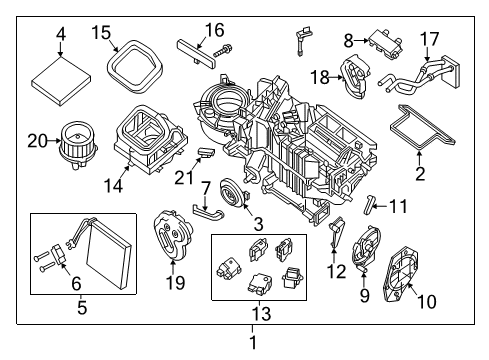 2020 Nissan Frontier Air Conditioner Blower Assembly-Air Conditioner Diagram for 27210-9BP1C