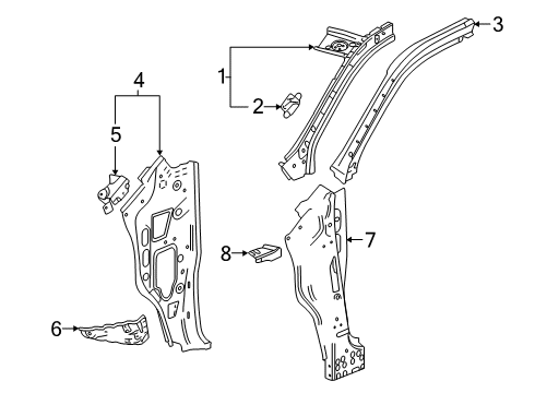 2020 Chevrolet Silverado 1500 Hinge Pillar Hinge Pillar Reinforcement Brace Diagram for 23509123