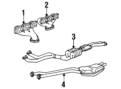 1992 BMW 325i Exhaust Components Catalytic Converter Diagram for 11761716744