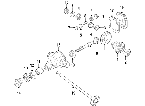 2012 Nissan Frontier Rear Axle, Differential, Propeller Shaft Rear Axle Assembly, W/O Brake Diagram for 43003-EA001