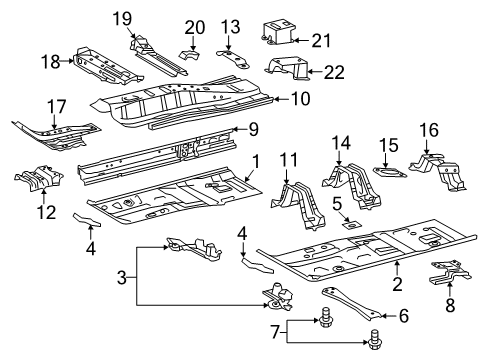 2012 Scion tC Pillars, Rocker & Floor - Floor & Rails Front Crossmember Diagram for 57052-21020