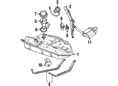1999 Mercury Cougar Fuel System Components Fuel Pump Gasket Diagram for XS8Z-9276-AB