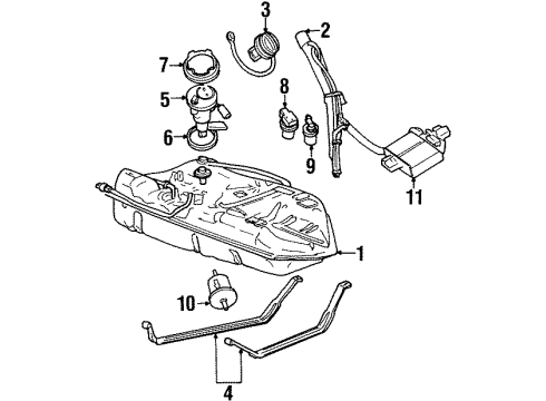 1999 Mercury Cougar Fuel System Components Filler Pipe Diagram for XS8Z-9034-AE