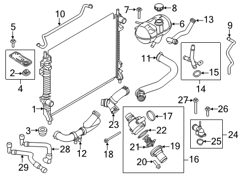 2015 Ford Mustang Radiator & Components Upper Hose Diagram for FR3Z-8260-C
