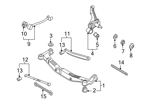 2006 Hyundai Tucson Rear Suspension Components, Stabilizer Bar Bushing-Crossmember Diagram for 55456-2E000