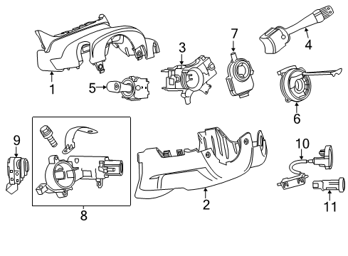 2020 Chevrolet Sonic Shroud, Switches & Levers Switch Housing Diagram for 42421923
