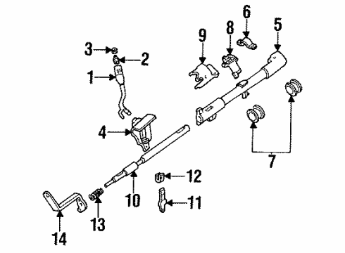 1992 Ford Bronco Steering Column Housing & Components, Shroud, Switches & Levers Automatic Transmission Control Diagram for F58Z-7G550-AA