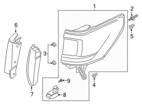 2021 Lincoln Navigator Tail Lamps Tail Lamp Assembly Diagram for JL7Z-13404-C