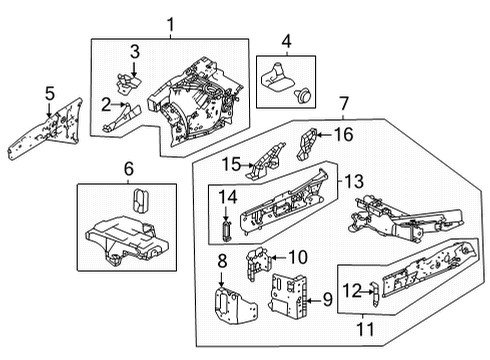 2022 Acura MDX Structural Components & Rails Collar Mounting Bracket R Diagram for 60826-TYA-A00ZZ