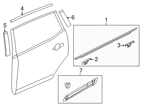 2013 Lincoln MKT Exterior Trim - Rear Door Side Molding Diagram for AE9Z-7425556-AA