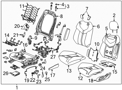 2017 Chevrolet SS Driver Seat Components Seat Cushion Heater Diagram for 92277509