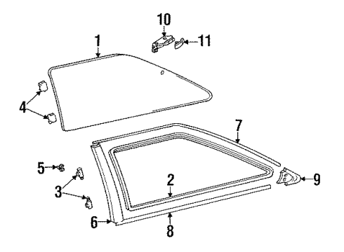 1993 Mitsubishi Precis Glass & Hardware - Quarter Panel Hinge-Stay(A) Diagram for 87943-24000