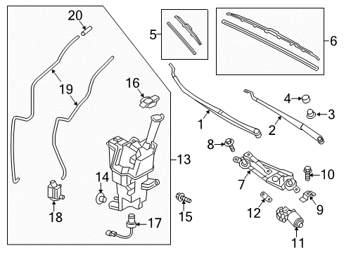 2017 Hyundai Elantra GT Wiper & Washer Components Linkage Assembly-Windshield Wiper Diagram for 98120-A5000