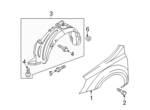 2008 Kia Sedona Fender & Components Front Wheel Guard Assembly, Right Diagram for 86812-4D002
