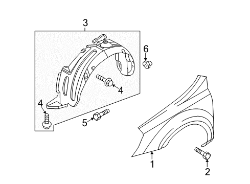 2008 Kia Sedona Fender & Components Panel-Fender LH Diagram for 663114D000