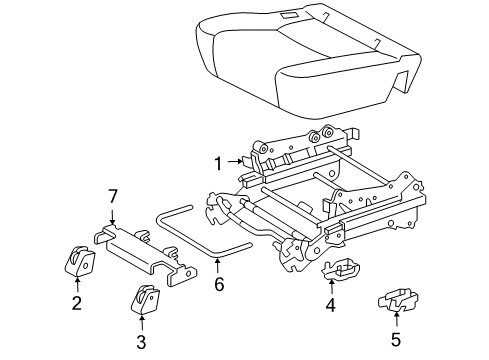 2007 Toyota Sienna Tracks & Components Adjust Handle Diagram for 72173-AE010