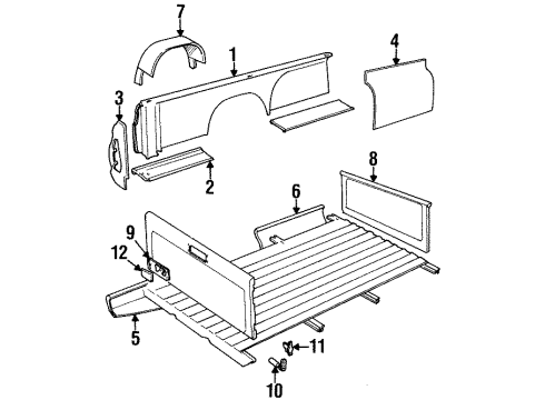 1988 Jeep J10 Tail Gate, Side Panel, Exterior Trim Handle Door Outside Right Diagram for 4883488AA