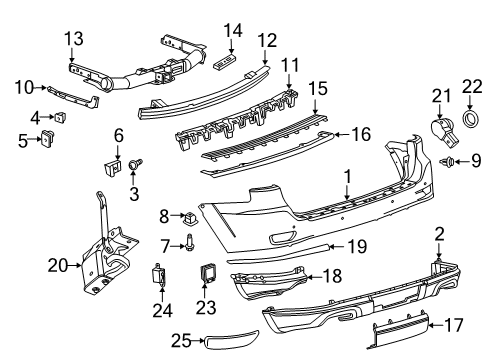 2017 Jeep Grand Cherokee Rear Bumper Screw Diagram for 68090949AA