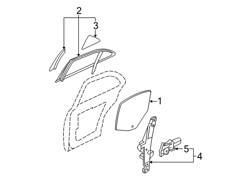 2004 Lincoln LS Rear Door - Glass & Hardware Run Channel Diagram for 6W4Z-54246A26-AA