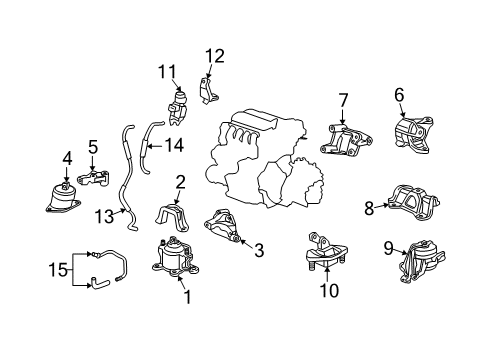 2011 Acura TSX Engine & Trans Mounting Bracket, RR. Engine Mounting Diagram for 50610-TA0-A00