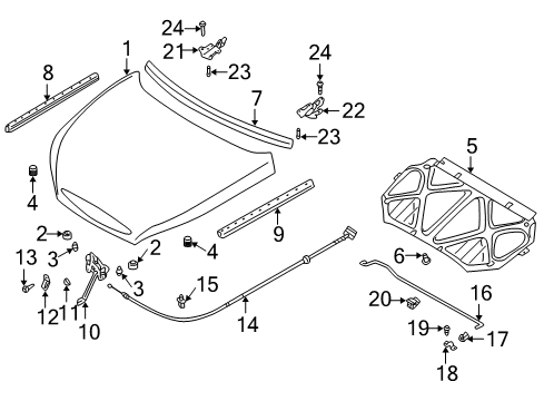 2001 Kia Rio Hood & Components Rubber-Cushion Diagram for MH04356786