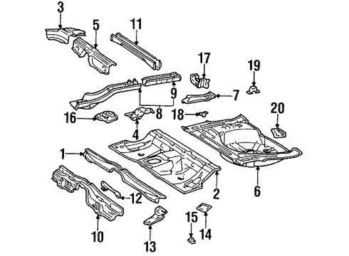 1997 Toyota Celica Rear Body, Rear Upper Body, Rear Floor & Rails Center Floor Pan Diagram for 58211-20380