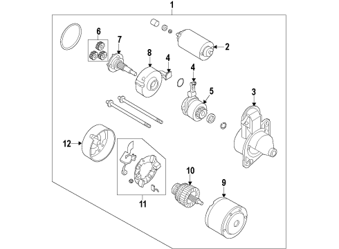 2009 Kia Spectra5 Starter Shaft Assembly-Gear Diagram for 36143-23171