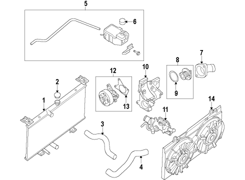 2012 Nissan Sentra Cooling System, Radiator, Water Pump, Cooling Fan Hose-Top Diagram for 21501-ZJ71B