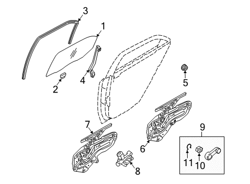 2011 Kia Forte Rear Door Module Panel&Regulator Assembly Diagram for 834021M100