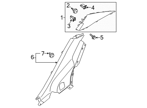 2016 Kia Forte Interior Trim - Quarter Panels Trim Assembly-Rear Pillar Diagram for 85860A7000ED