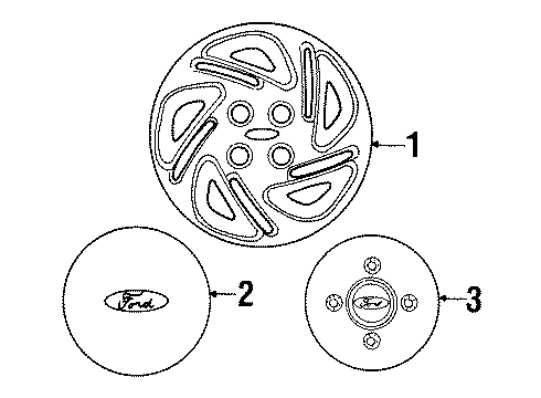 1998 Ford Escort Wheel Covers & Trim Wheel Cap Diagram for F7CZ1130BA