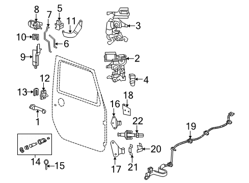 2014 Jeep Wrangler Front Door - Lock & Hardware Wiring-Front Door Diagram for 68206068AA