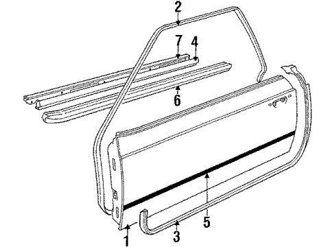 1988 BMW 635CSi Door & Components Door Weatherstrip, Left Diagram for 51211861501