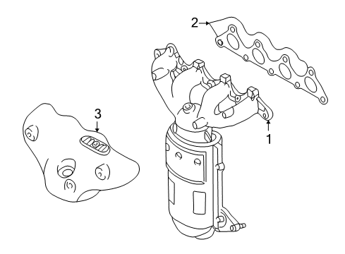 2002 Hyundai Accent Exhaust Manifold Gasket-Exhaust Manifold Diagram for 28521-22020