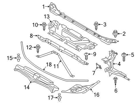 2021 BMW 330e Radiator Support COVER ENGINE COMPARTMENT CEN Diagram for 51767461970